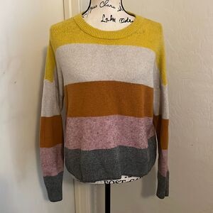 Madewell Multi Color Striped Pullover Merino Wool Blend Sweater Casual Comfy